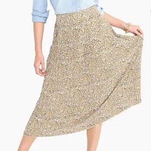 J. Crew Factory Pleated Midi Skirt in Leopard Size 6